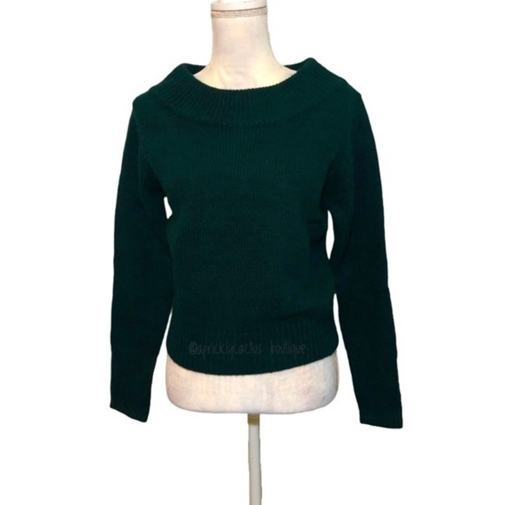 Mark. Wide Boat Neck Knit Dark Green Sweater New